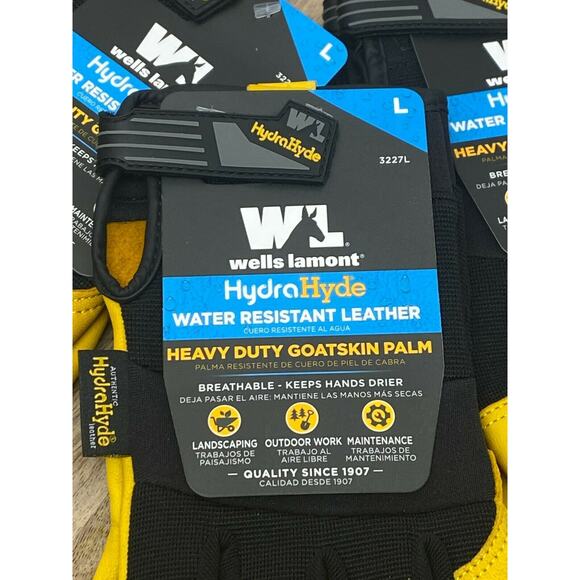 3 Pack LARGE L Wells Lamont HydraHyde Water Resistant Leather Work Gloves - Picture 2 of 5